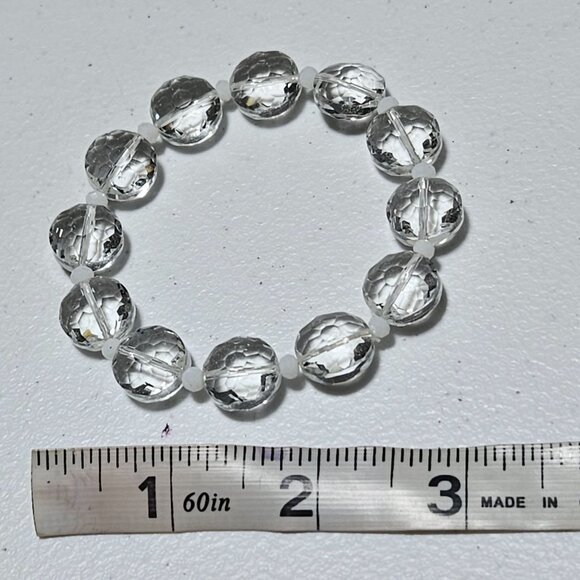 Minimalist Clear Faceted Beaded Chunky Stretch Bracelet Classic Fashion Jewelry - Picture 3 of 3